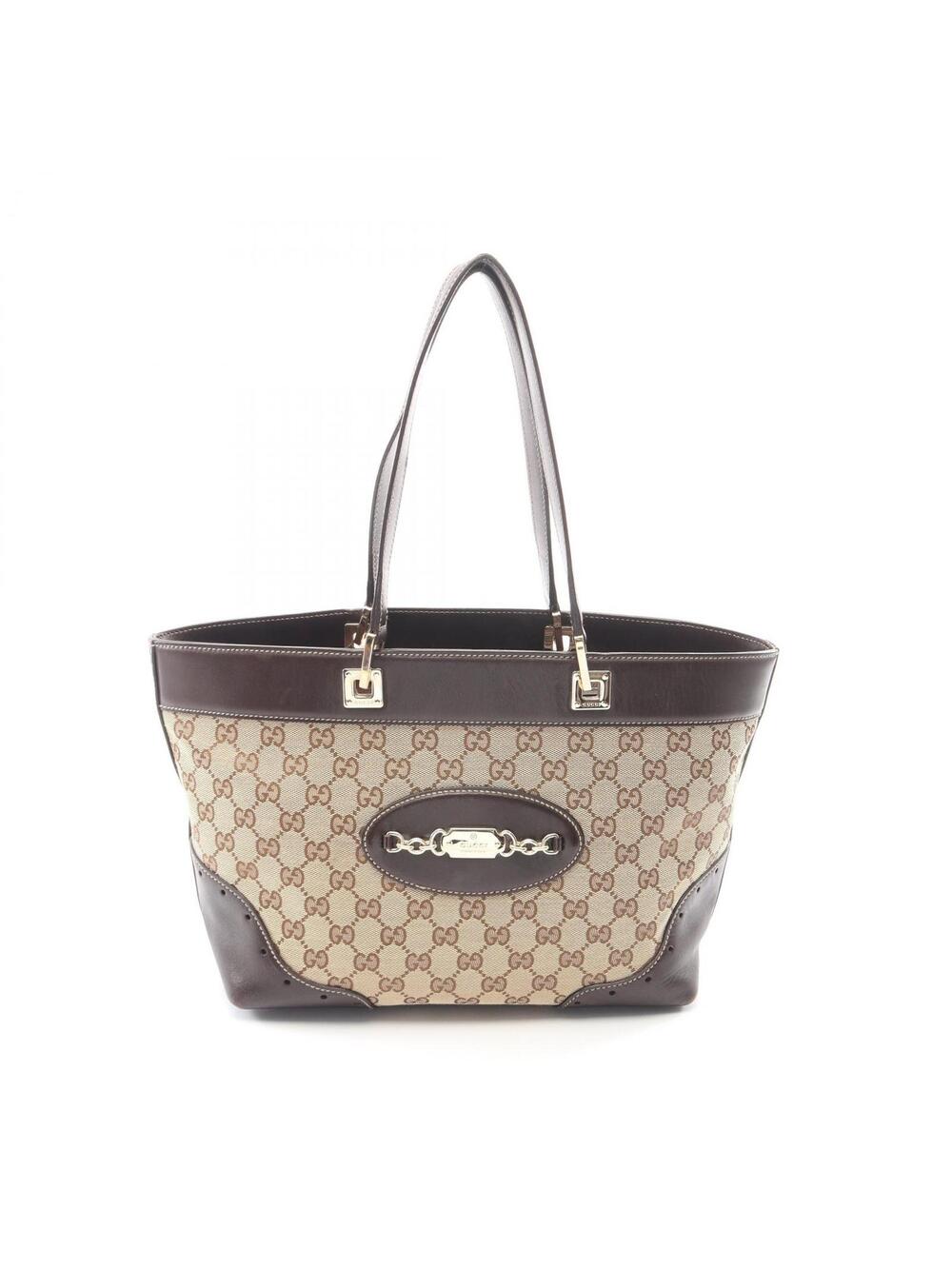 Gucci Gg Canvas Tote Hand Bag Leather #295436G67B